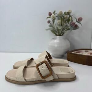 Dolce Vita Genzel Sandals Slides Slip On Woven Buckle Beige Women 6